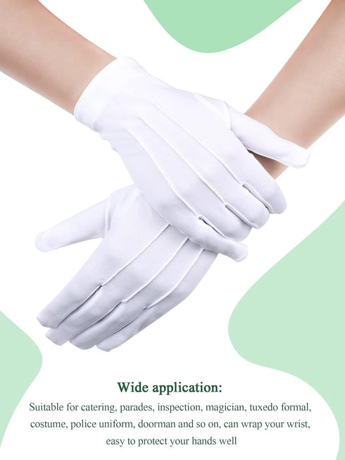 SATINIOR 6 Pairs White Gloves Uniform Gloves Parade Costume Gloves for Police Server Funeral Formal Tuxedo Guard...